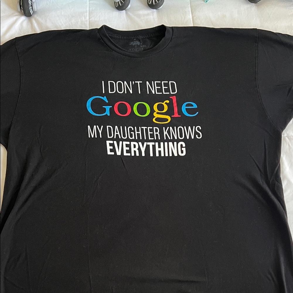 Men’s Black Short Sleeve Tee with Multicolor Google-style Logo